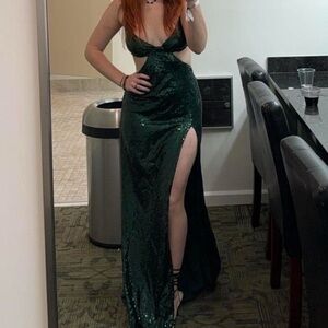 Lucy in the Sky Dark Green Sequin Gown